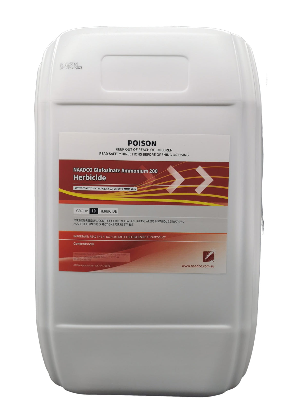 NAADCO Glufosinate Ammonium 200g/L SL Herbicide 20L