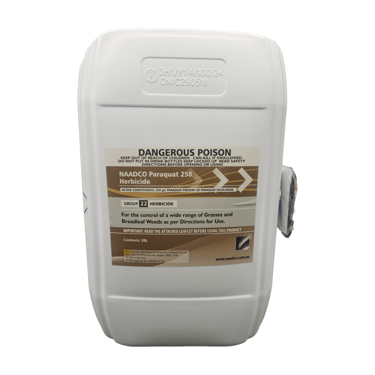NAADCO Paraquat 250g/L Herbicide 20L